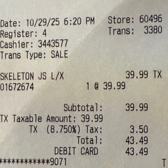 NWT Skeleton Halloween Costume - Picture 15 of 15